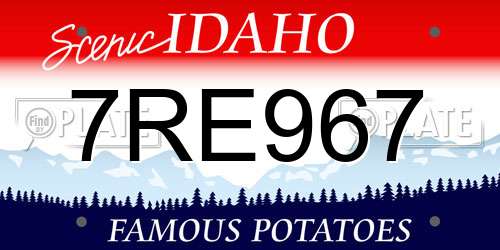 7RE967 Idaho License Plate