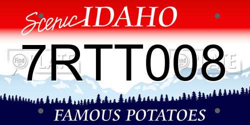 7RTT008 Idaho License Plate