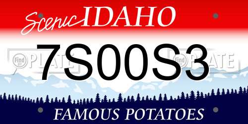 7S00S3 Idaho License Plate