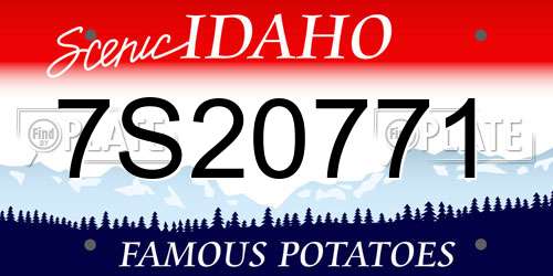 7S20771 Idaho License Plate