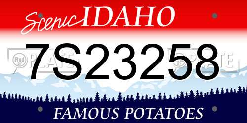 7S23258 Idaho License Plate