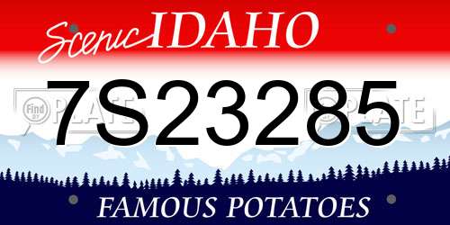 7S23285 Idaho License Plate