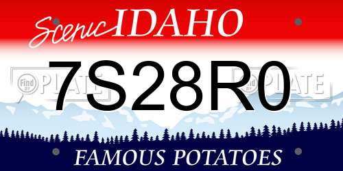 7S28R0 Idaho License Plate