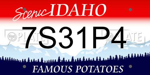7S31P4 Idaho License Plate