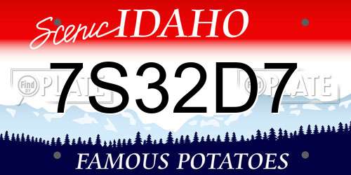 7S32D7 Idaho License Plate