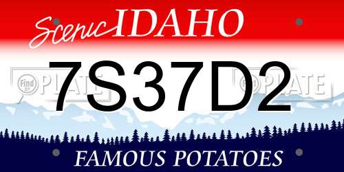 7S37D2 Idaho License Plate