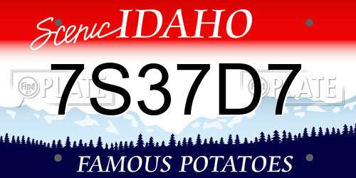 7S37D7 Idaho License Plate