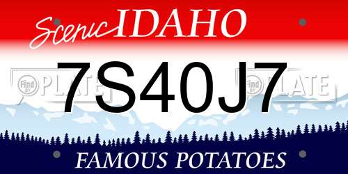 7S40J7 Idaho License Plate