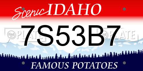 7S53B7 Idaho License Plate