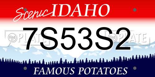 7S53S2 Idaho License Plate