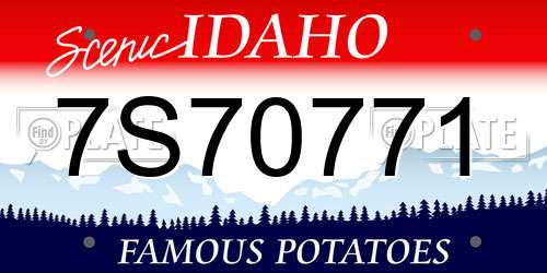 7S70771 Idaho License Plate