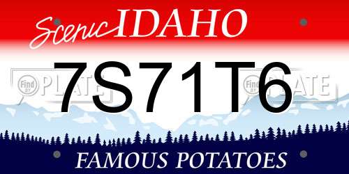 7S71T6 Idaho License Plate