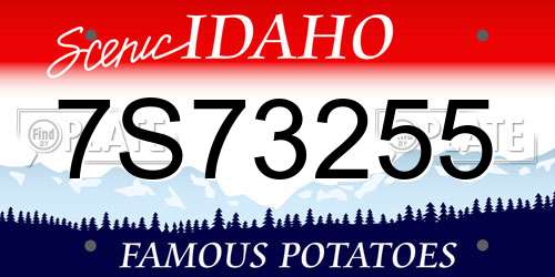 7S73255 Idaho License Plate