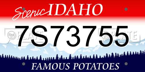 7S73755 Idaho License Plate