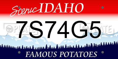 7S74G5 Idaho License Plate