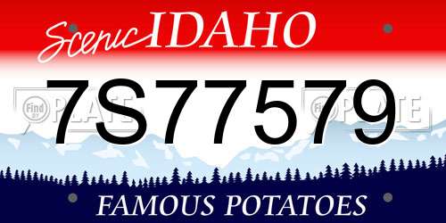 7S77579 Idaho License Plate