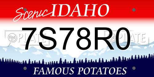7S78R0 Idaho License Plate