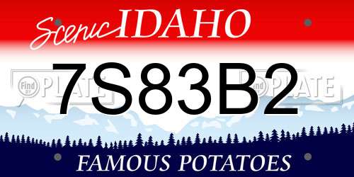 7S83B2 Idaho License Plate