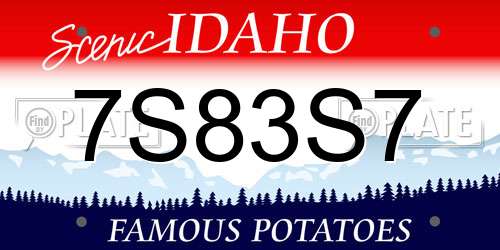 7S83S7 Idaho License Plate