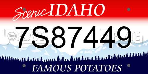 7S87449 Idaho License Plate
