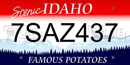 7SAZ437 Idaho License Plate