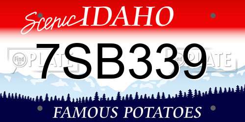 7SB339 Idaho License Plate