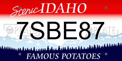7SBE87 Idaho License Plate