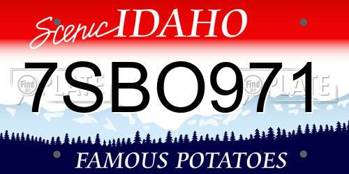 7SBO971 Idaho License Plate