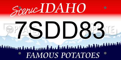 7SDD83 Idaho License Plate