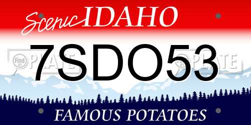 7SDO53 Idaho License Plate