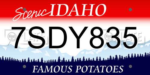 7SDY835 Idaho License Plate