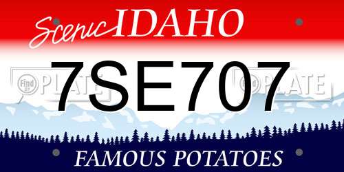 7SE707 Idaho License Plate