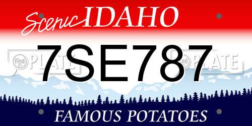 7SE787 Idaho License Plate