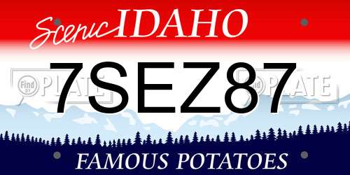 7SEZ87 Idaho License Plate