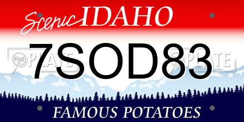 7SOD83 Idaho License Plate