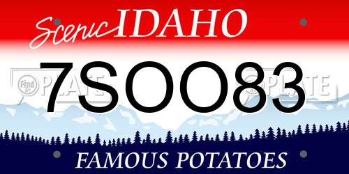 7SOO83 Idaho License Plate