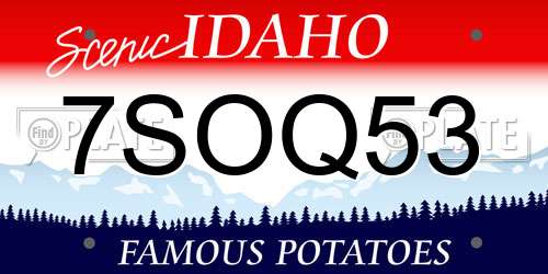 7SOQ53 Idaho License Plate