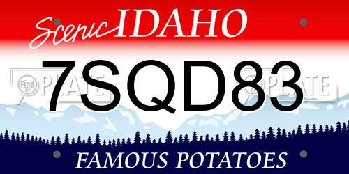 7SQD83 Idaho License Plate