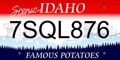 7SQL876 Idaho License Plate