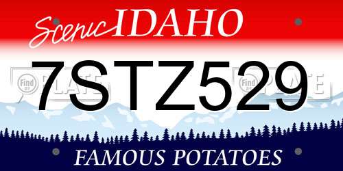 7STZ529 Idaho License Plate