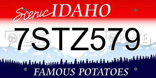 7STZ579 Idaho License Plate