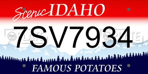 7SV7934 Idaho License Plate