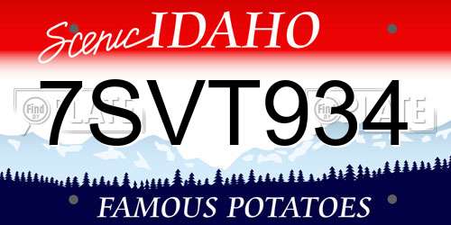 7SVT934 Idaho License Plate