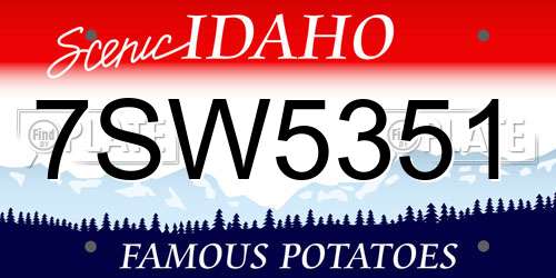 7SW5351 Idaho License Plate