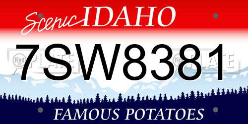 7SW8381 Idaho License Plate