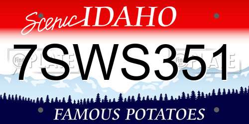 7SWS351 Idaho License Plate