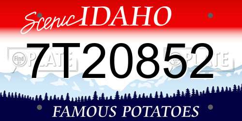 7T20852 Idaho License Plate