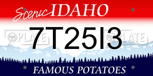 7T25I3 Idaho License Plate