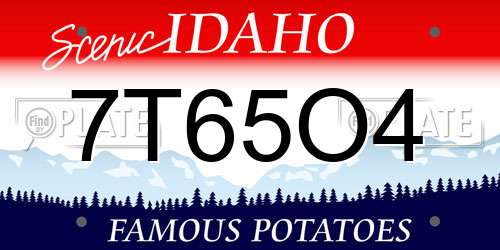 7T65O4 Idaho License Plate