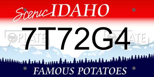 7T72G4 Idaho License Plate